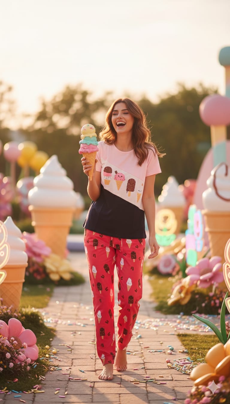 Charming ice-cream patterned loungwear